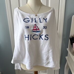 Gilly Hicks White Tee with Pink Sailboat Design